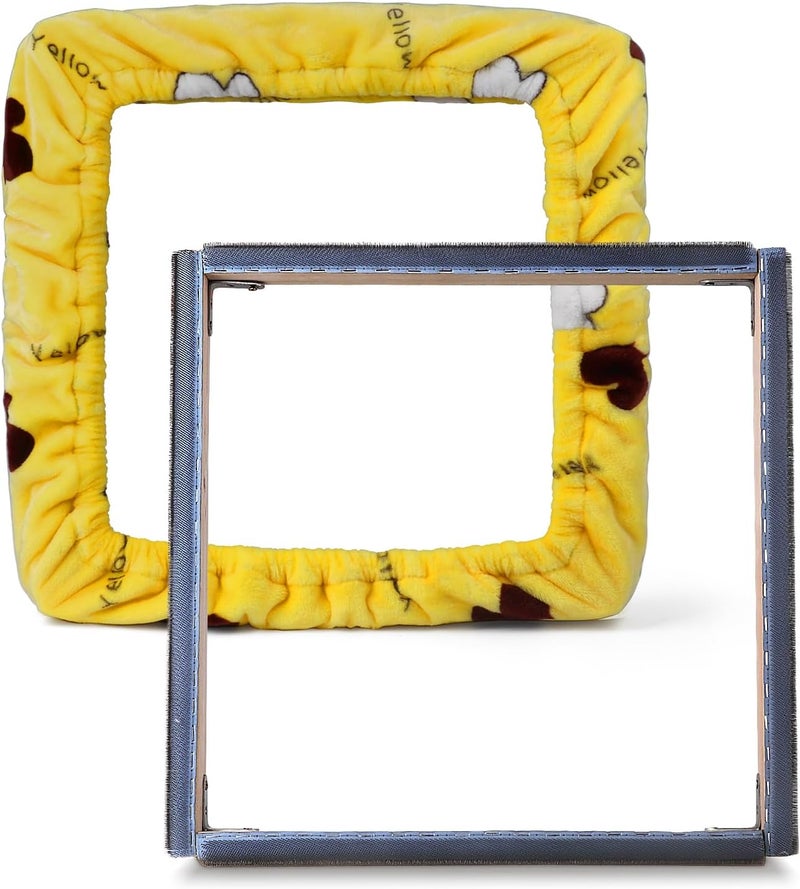 ICZW Gripper Strip Frame Punch Needle Rug Hooking Frame with Cover - 19.6" x 19.6" (Yellow) - Image 1